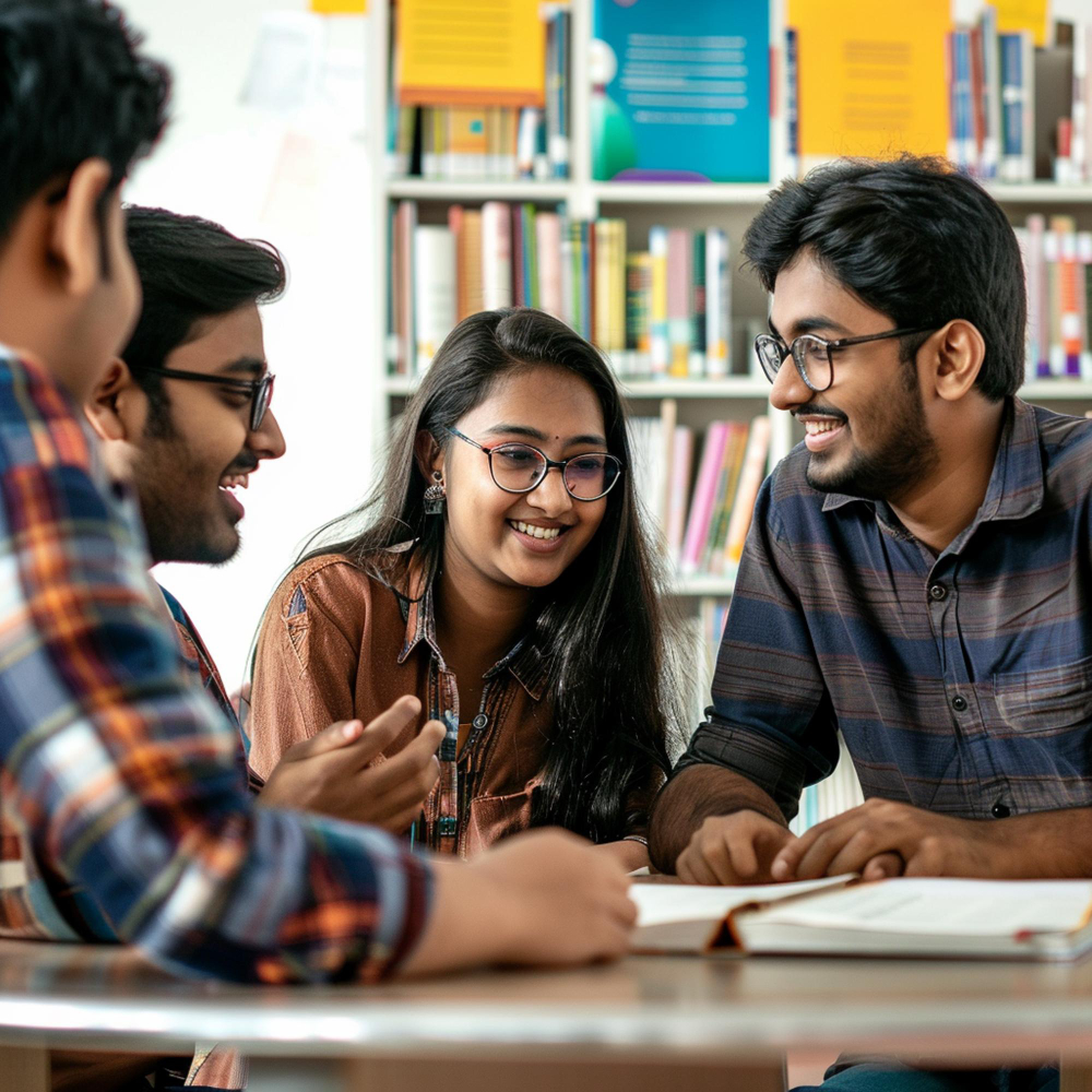Students discussing academic and career guidance with education consultant in Arwal Bihar